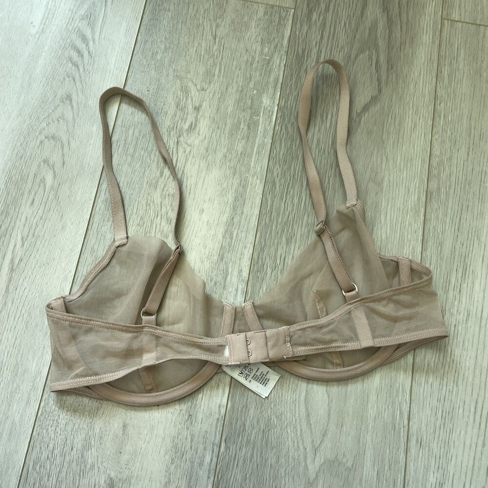 COS Mesh Bra sheer unpadded underwire womens Beige (size 34C) minimalist comfy - Picture 2 of 3